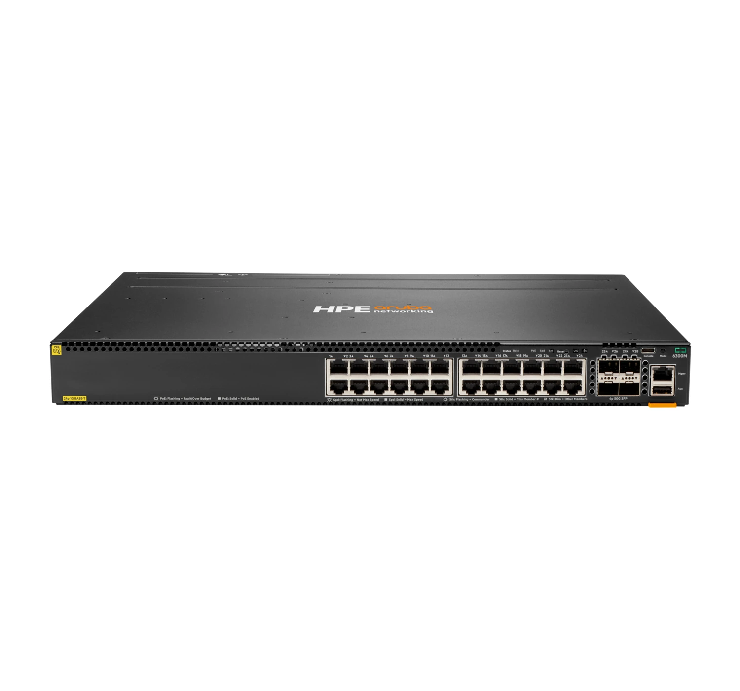 Aruba JL662A CX 6300M 24-port 1GbE Class 4 PoE and 4-port SFP56 Switch