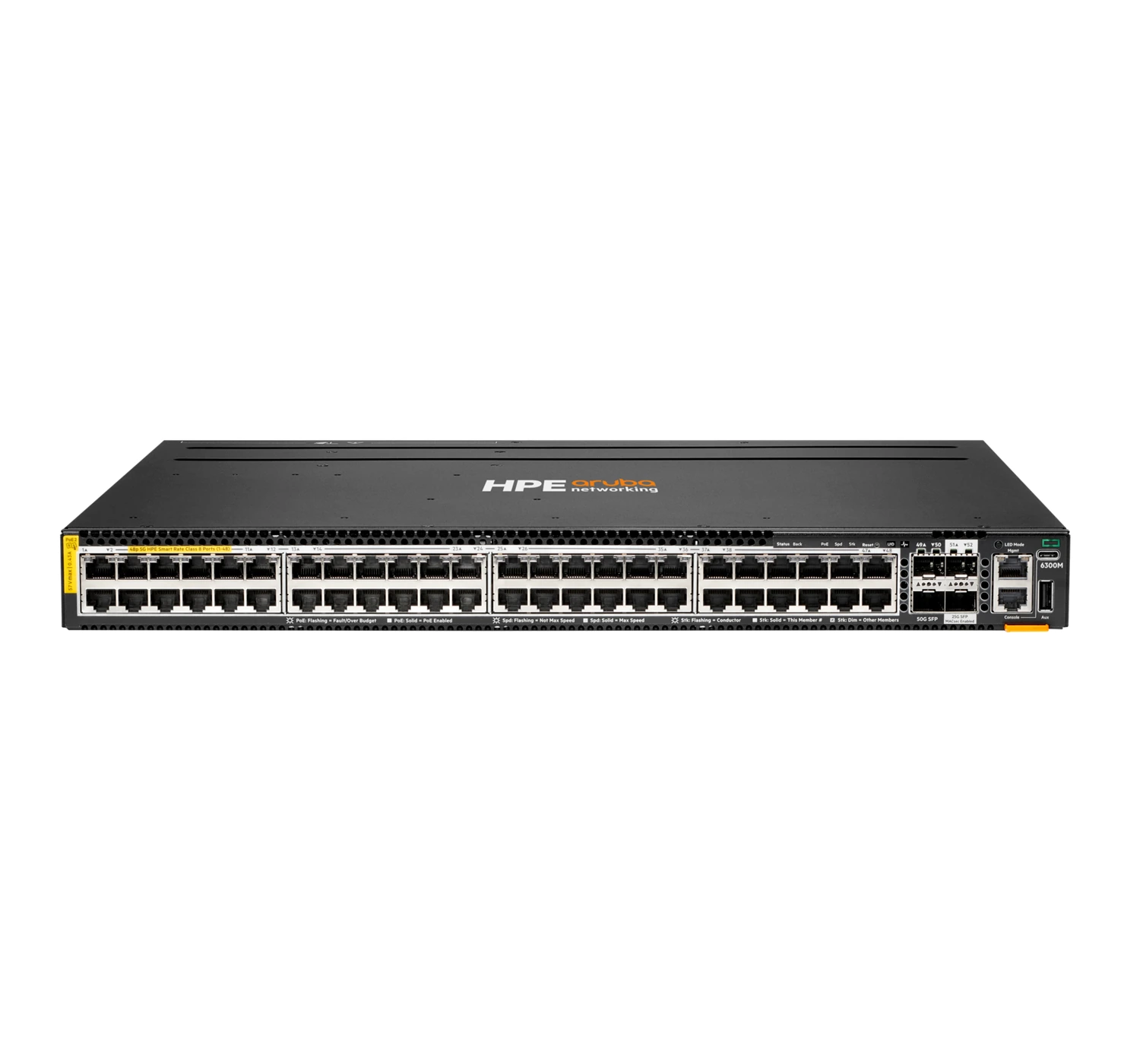 Aruba R8S90A CX 6300M 48p HPE Smart Rate 1G/2.5G/5G Class8 PoE 2p 50G 2p 25G Switch