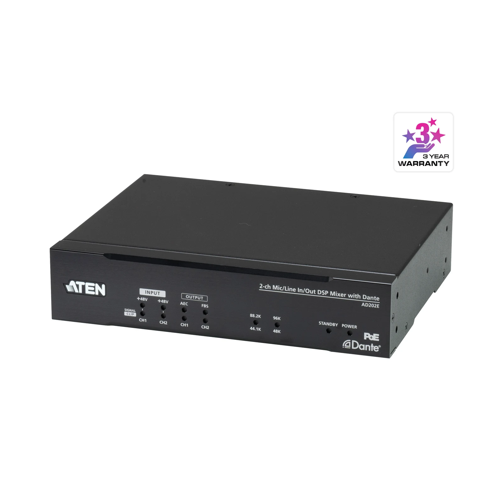 ATEN AD202E 2-CH Mic/Line In/Out Audio Processor with DSP and Dante
