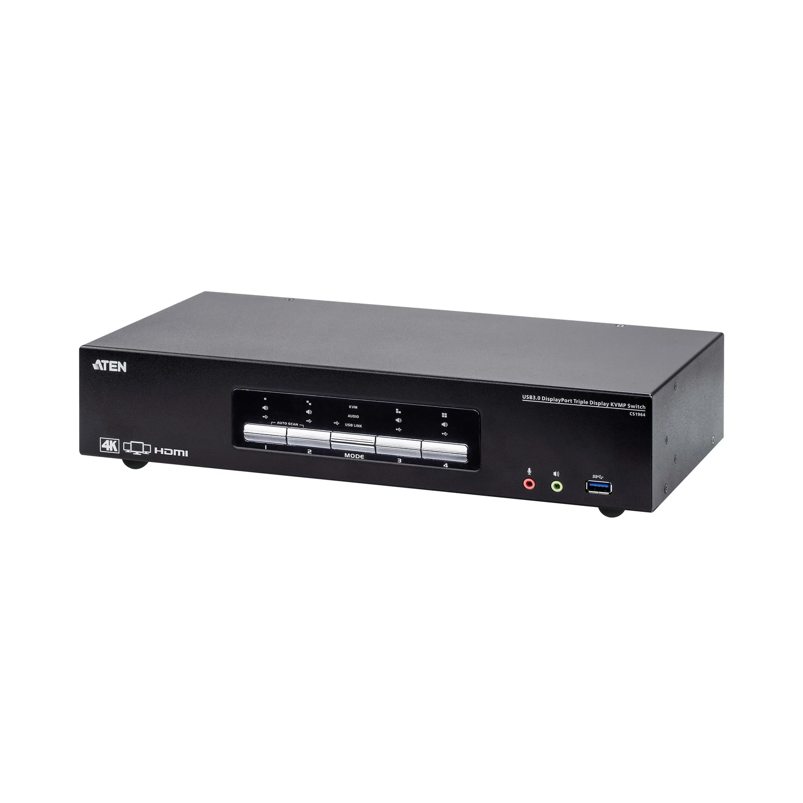 ATEN CS1964 4-Port USB3.0 4K DisplayPort Triple Display KVMP™ Switch
