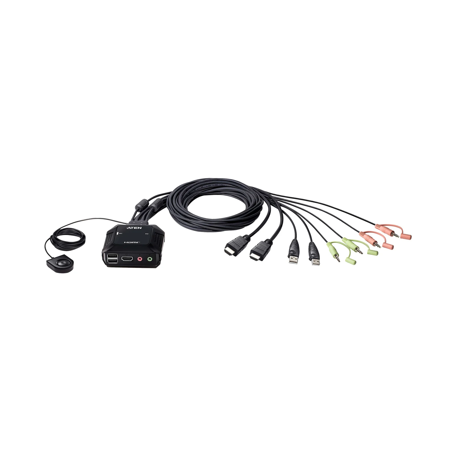 ATEN CS22H 2-Port USB 4K HDMI Cable KVM Switch with Remote Port Selector