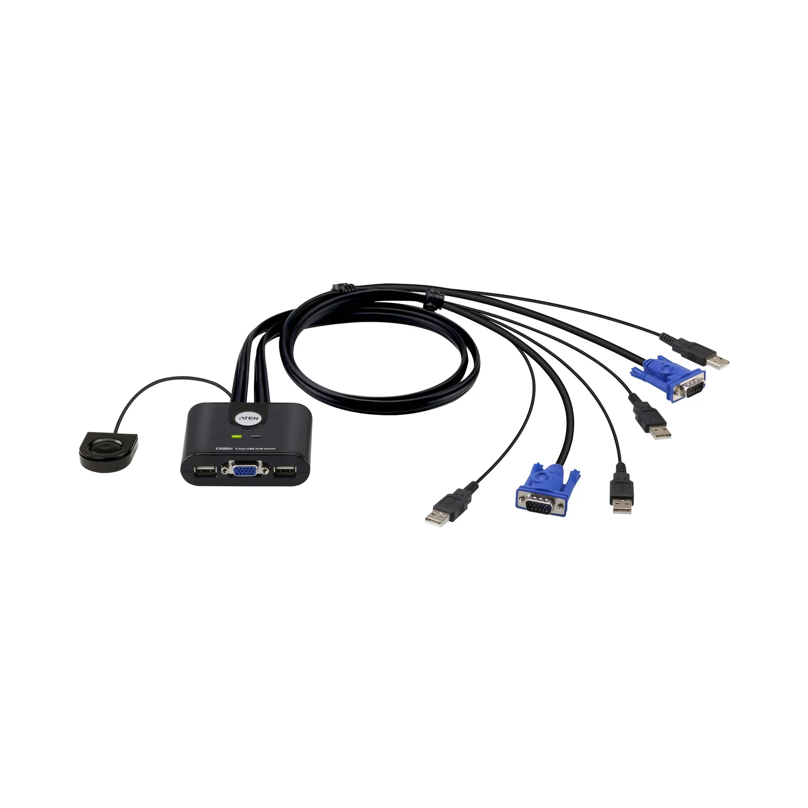 ATEN CS22U 2-Port USB VGA Cable KVM Switch with Remote Port Selector