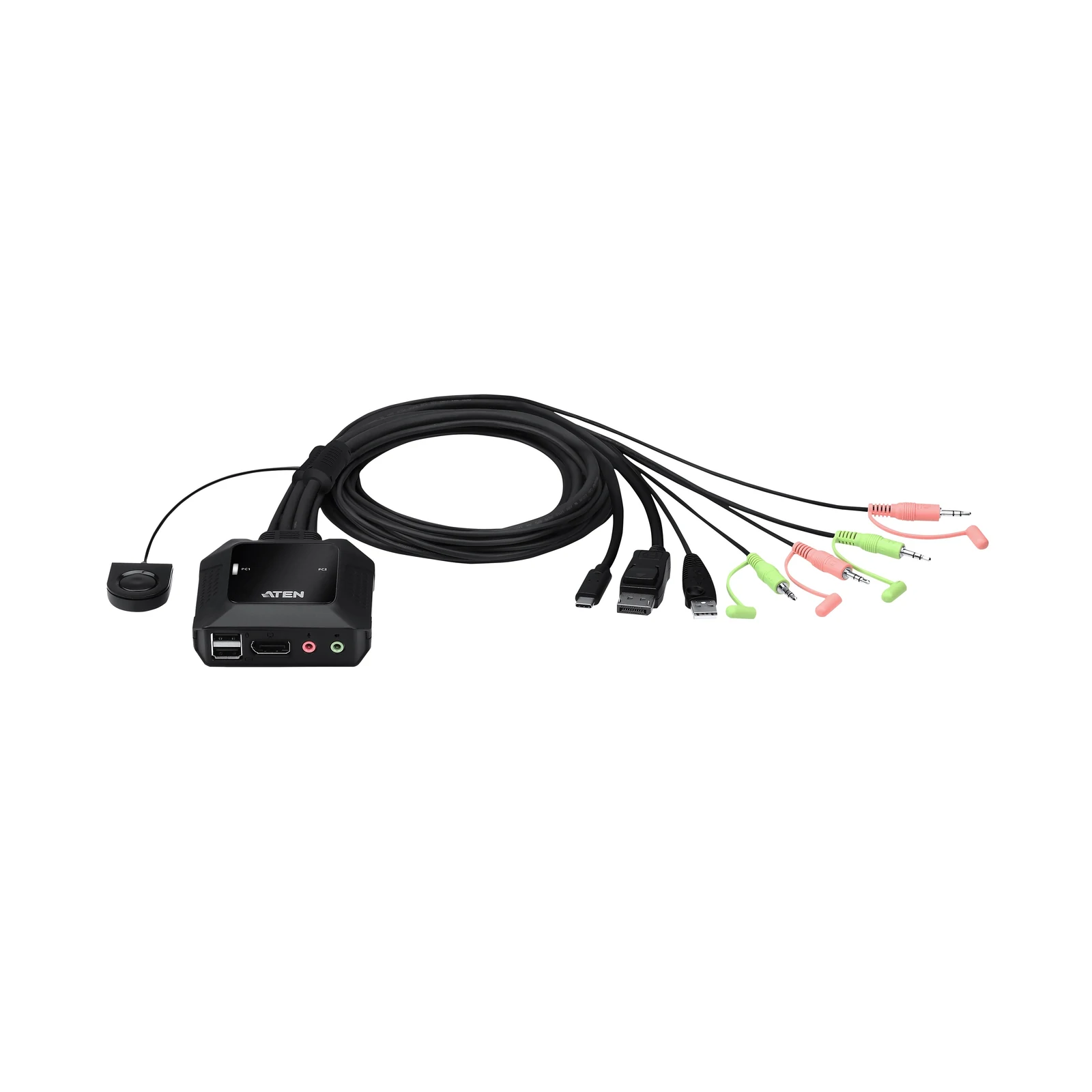 ATEN CS52DP 2-Port USB-C DisplayPort Hybrid Cable KVM Switch