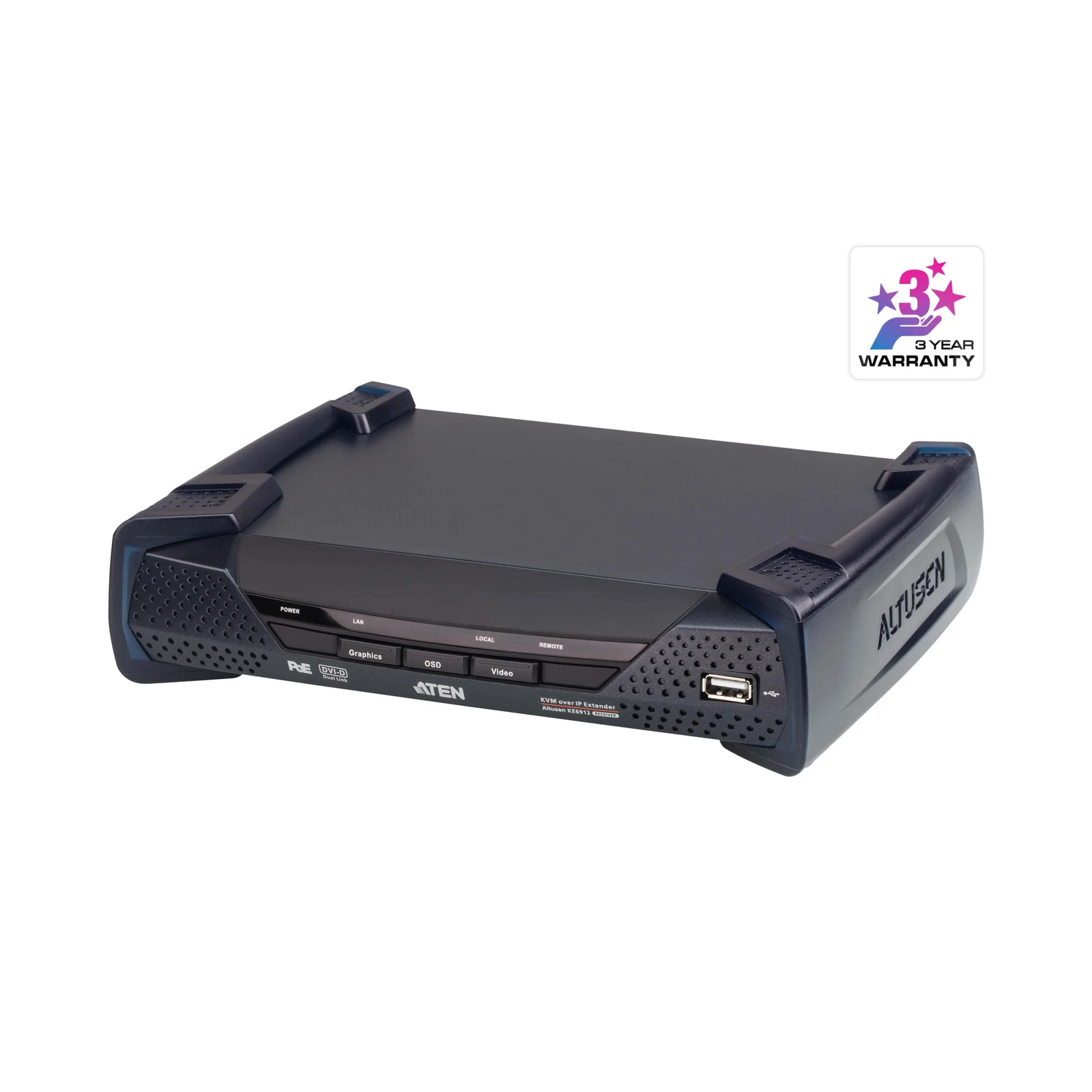 ATEN KE6912R 2K DVI-D Dual Link KVM over IP Receiver with PoE – TAA