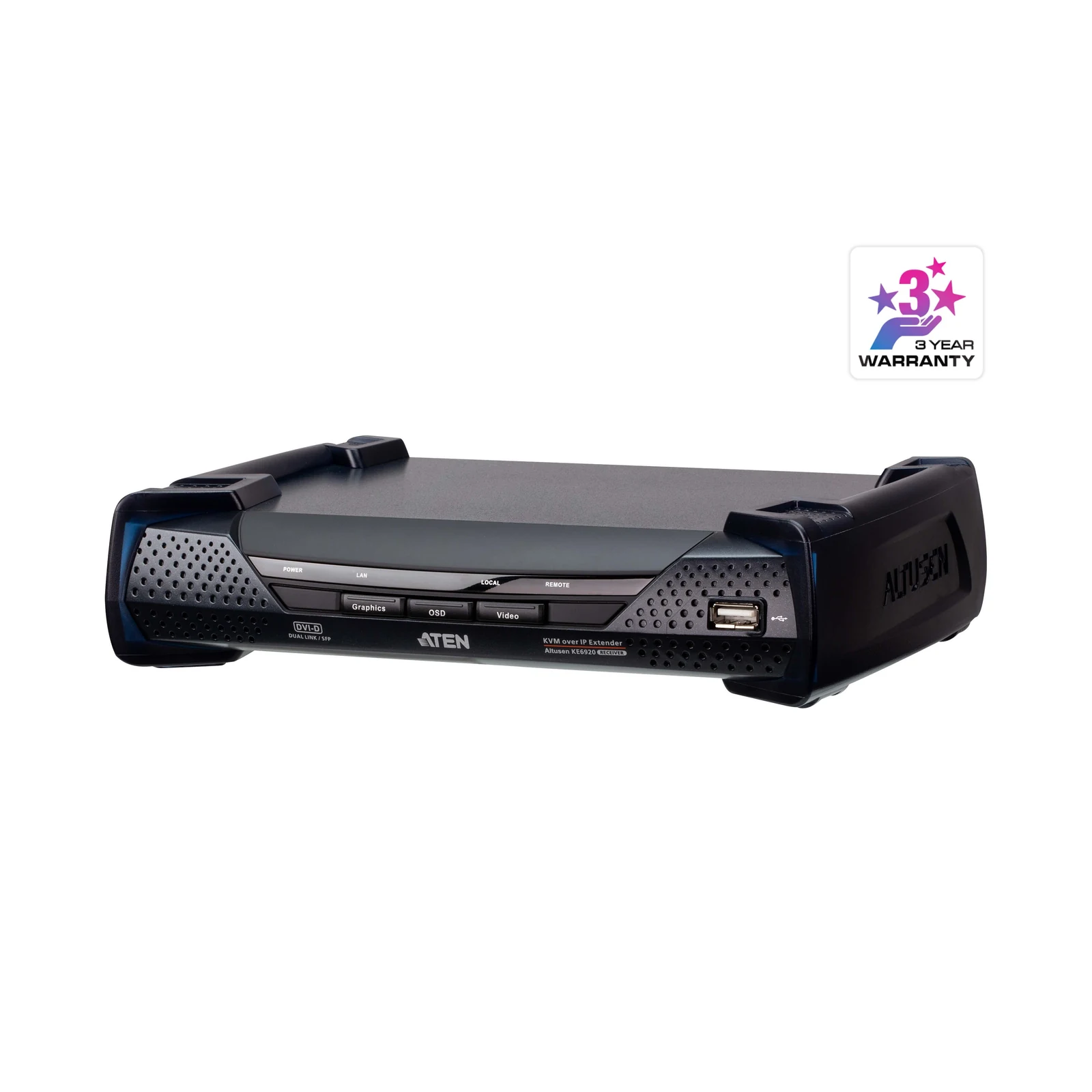 ATEN KE6920R 2K DVI-D Dual-Link KVM over IP Receiver with Dual SFP – TAA