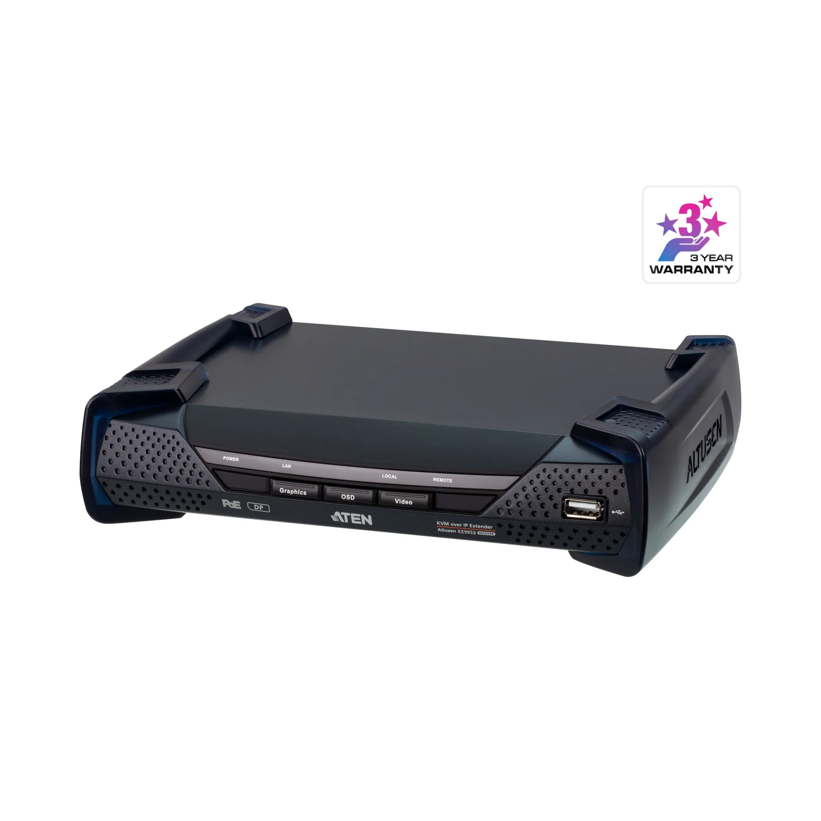 ATEN KE9952R 4K DisplayPort Single Display KVM over IP Receiver with PoE – TAA