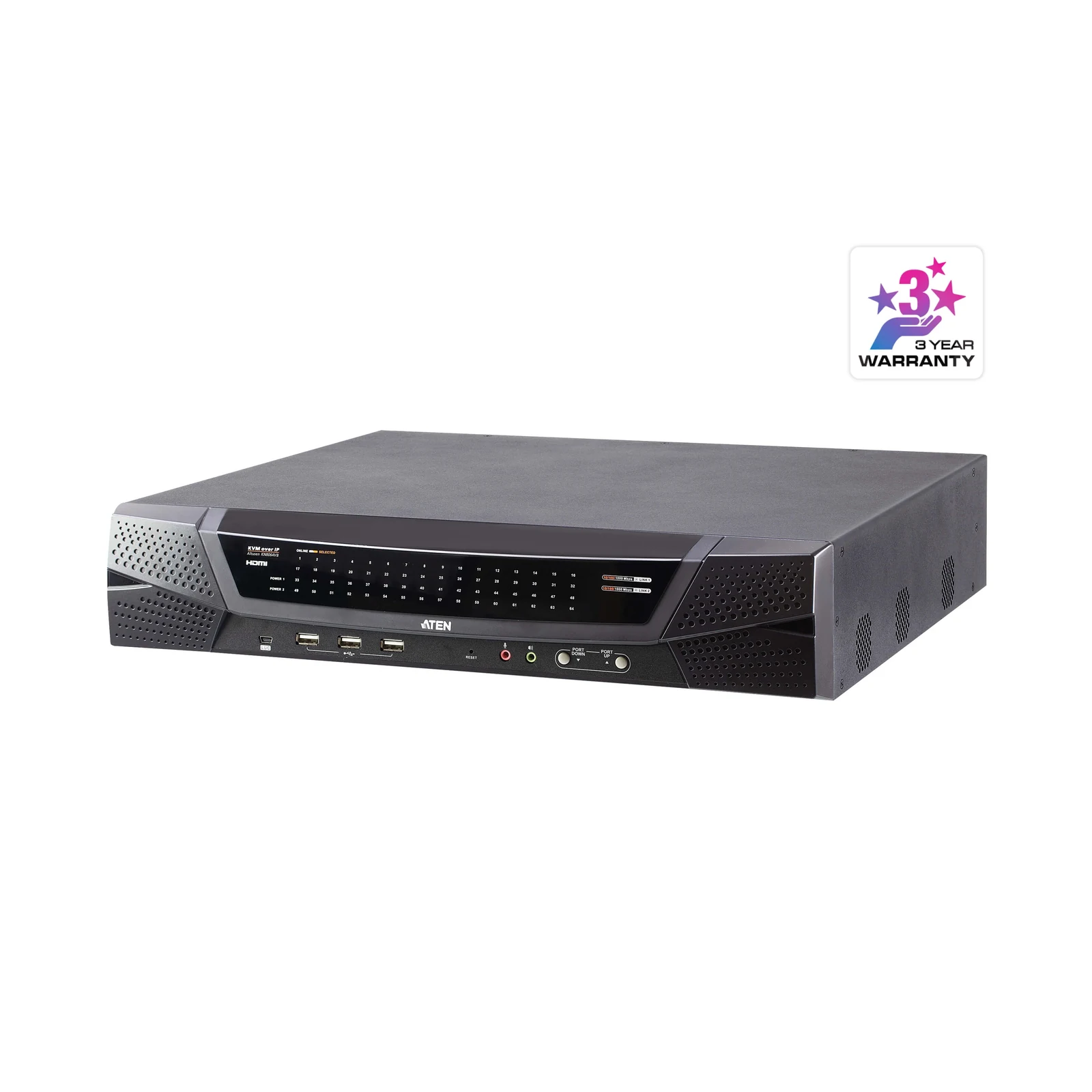 ATEN KN8064VB 1-Local/8-Remote Shared Access 64-Port Multi-Interface Cat 5 KVM over IP Switch – TAA
