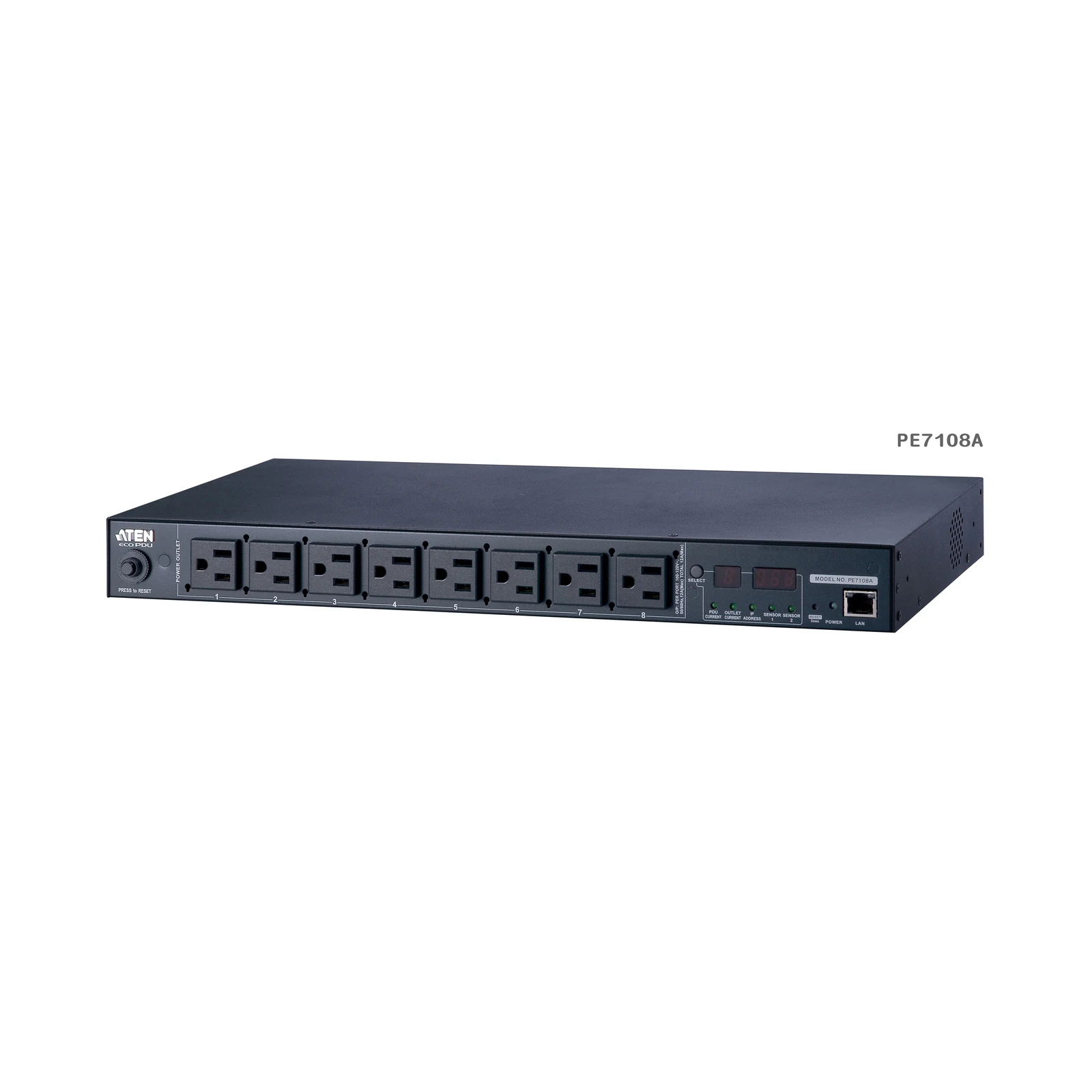 ATEN PE7108 15A/10A 8-Outlet 1U Outlet-Metered eco PDU