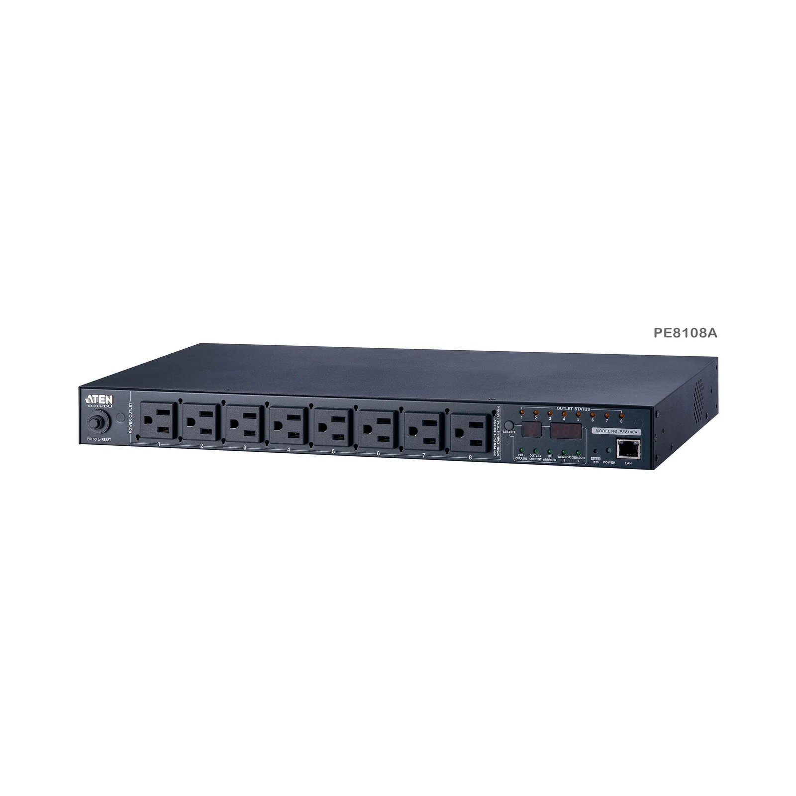 ATEN PE8108 15A/10A 8-Outlet 1U Outlet-Metered & Switched eco PDU