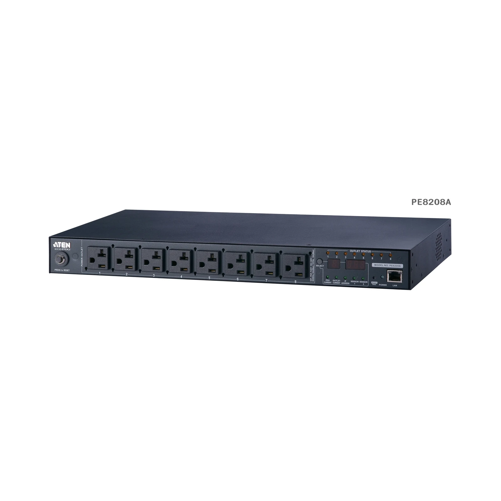 ATEN PE8208 20A/16A 8-Outlet 1U Outlet-Metered & Switched eco PDU