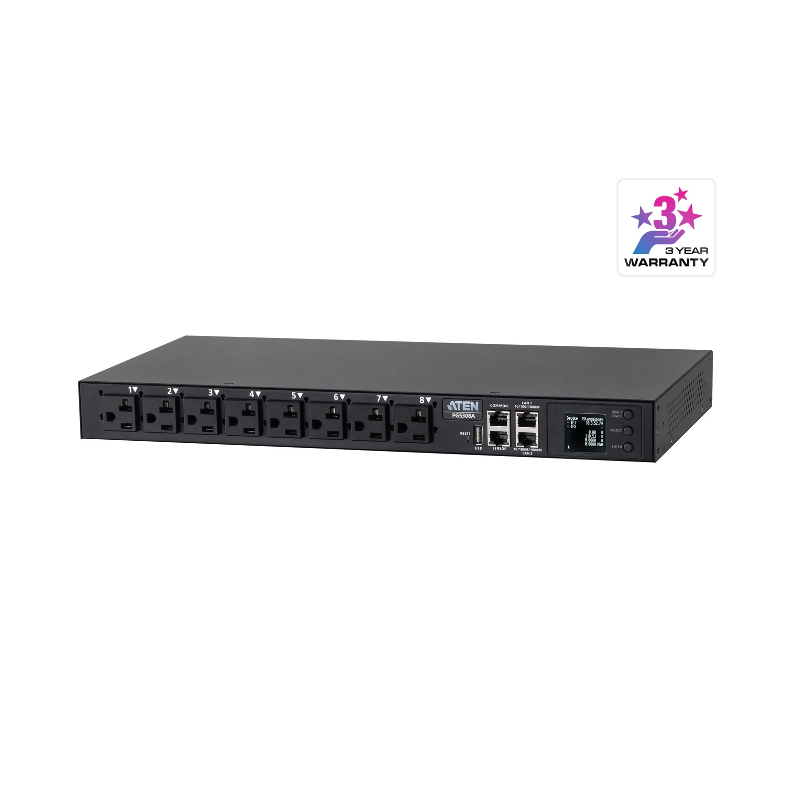 ATEN PG5308 30A/32A 8-Outlet 1U Metered eco PDU