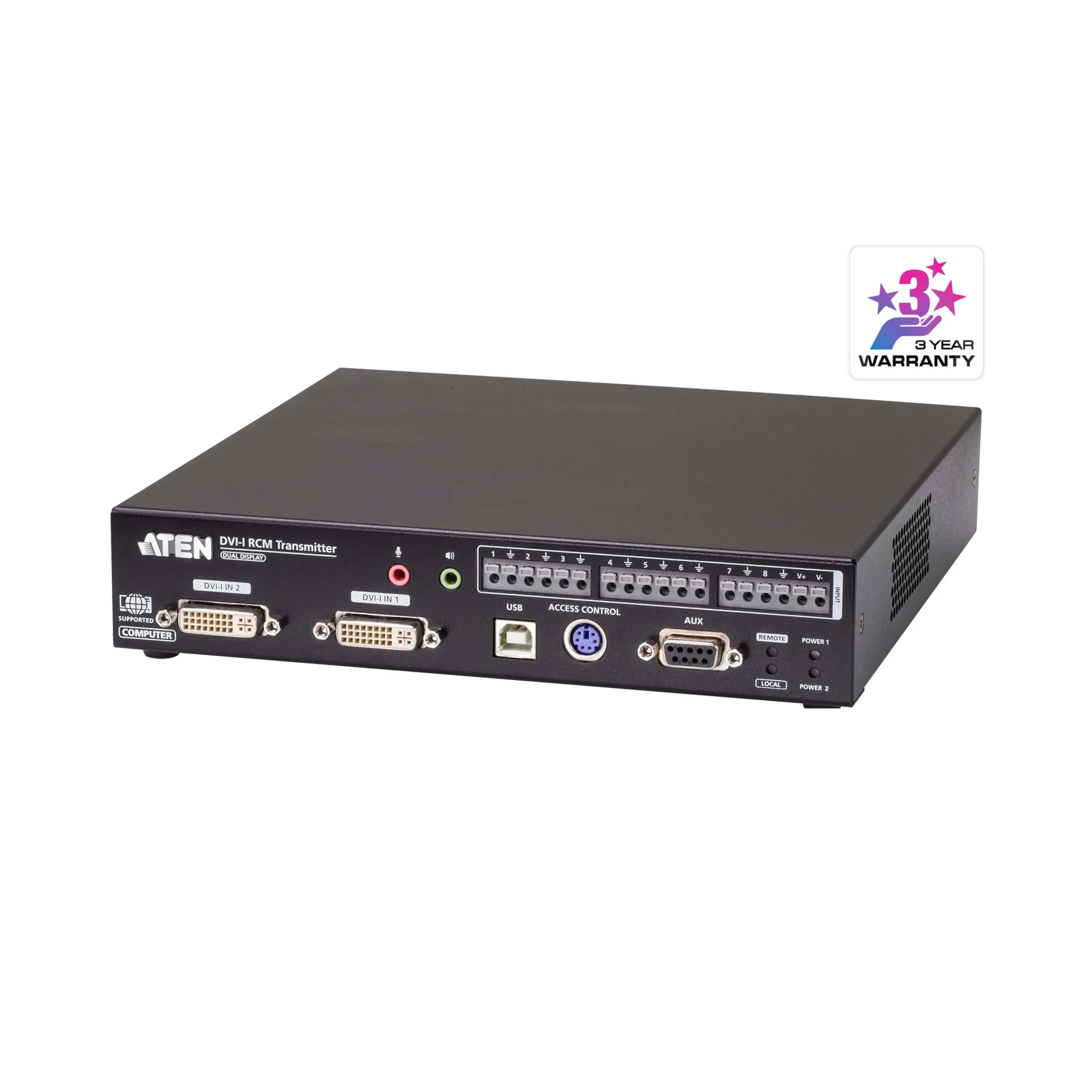 ATEN RCMDVI40BT DVI-I Dual Display KVM over IP Transmitter with Remote Access