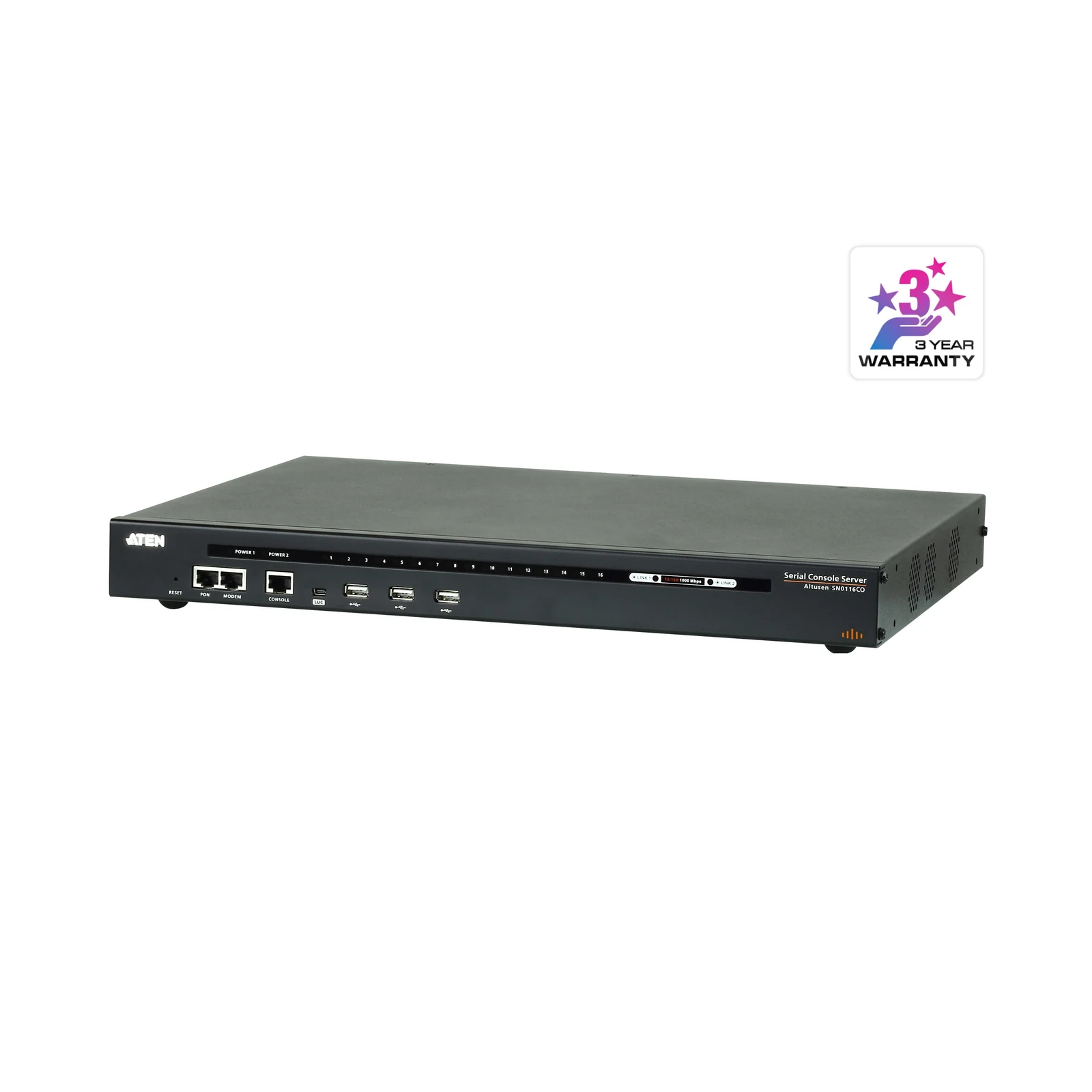 ATEN SN0116CO 16-Port Serial Console Server with Dual Power/LAN – TAA