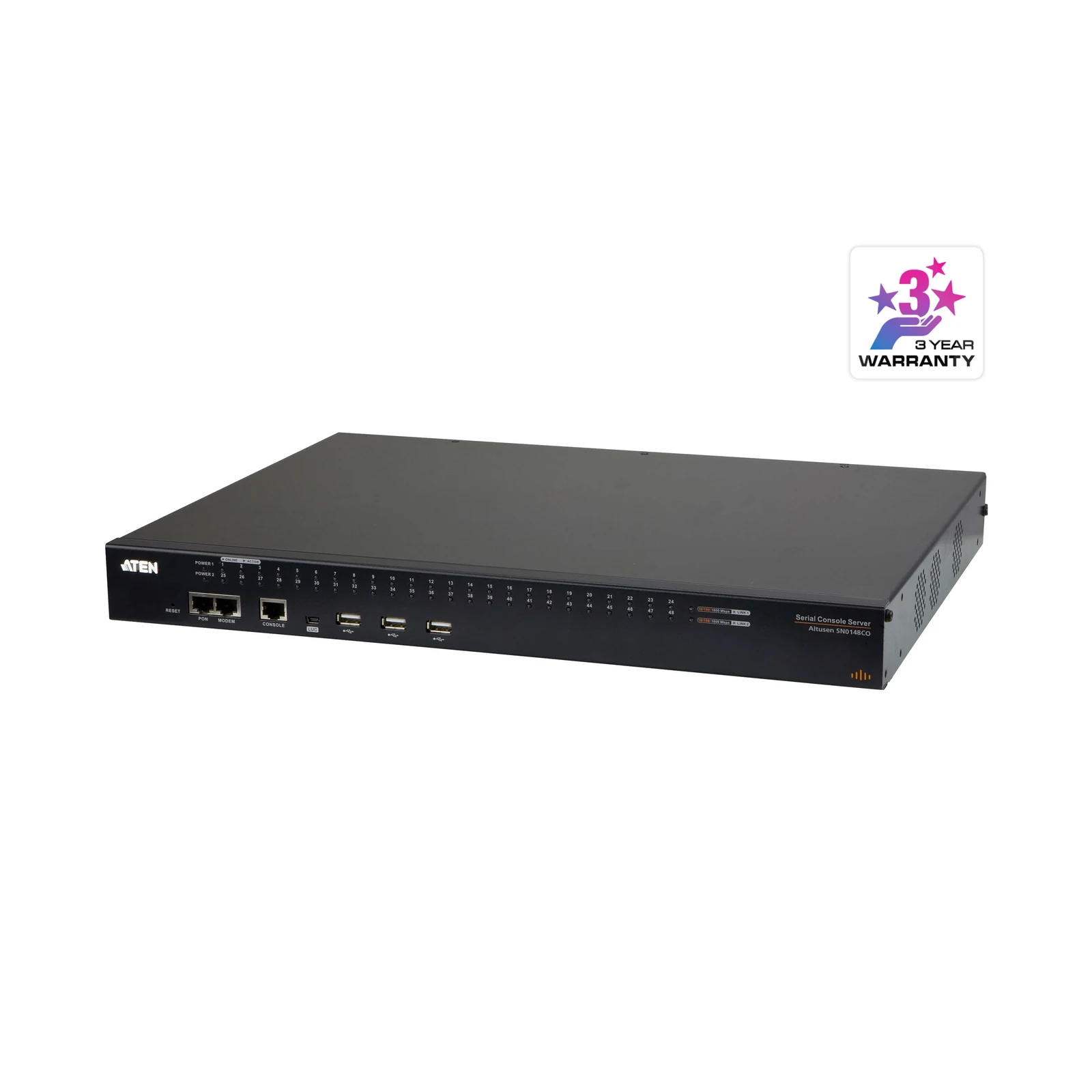 ATEN SN0148CO 48-Port Serial Console Server with Dual Power/LAN – TAA