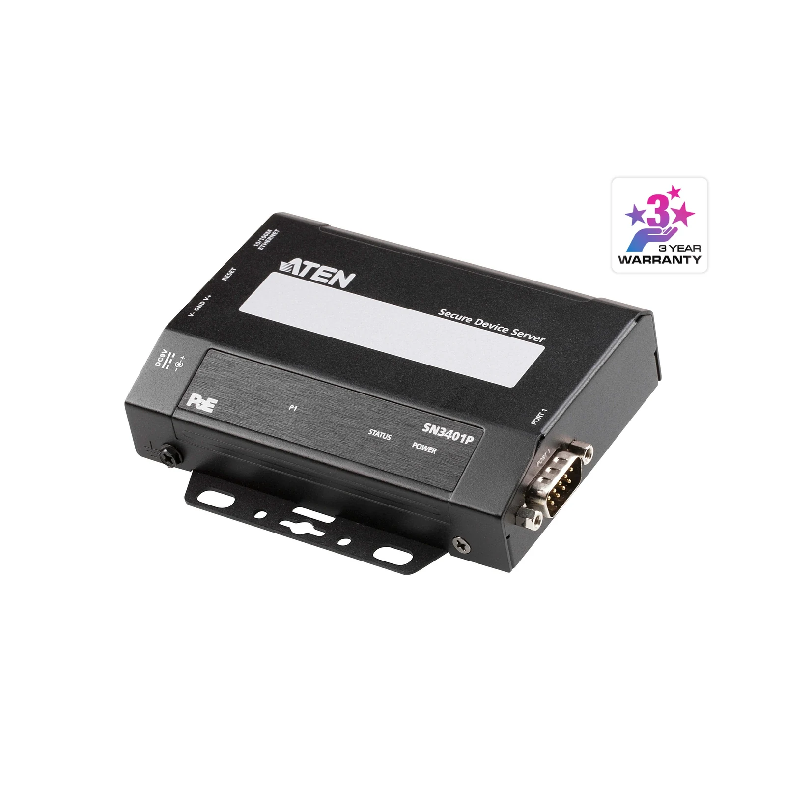 ATEN SN3401P 1-Port RS-232/422/485 Secure Serial Device Server with PoE