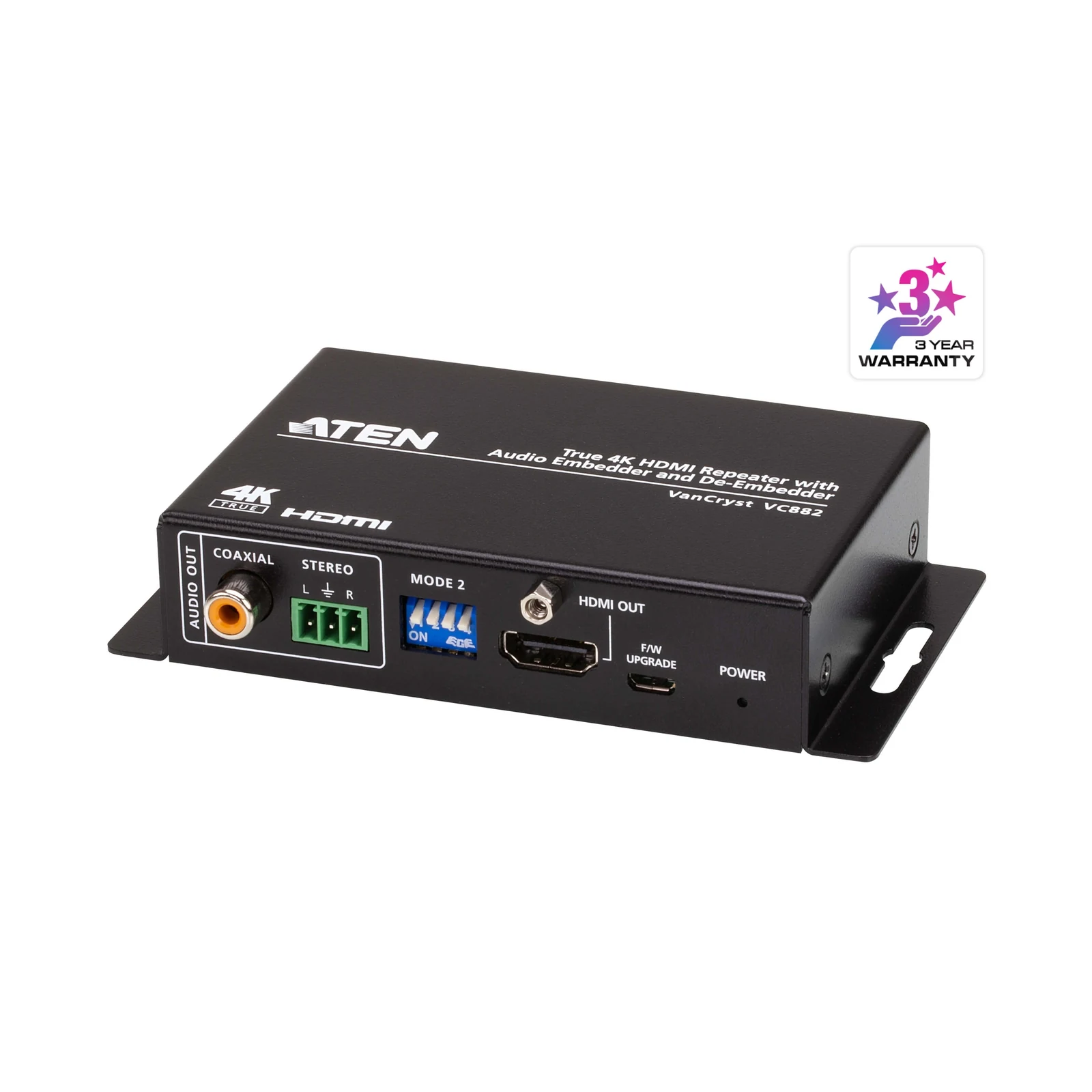 ATEN VC882 True 4K HDMI Repeater with Audio Embedder and De-Embedder
