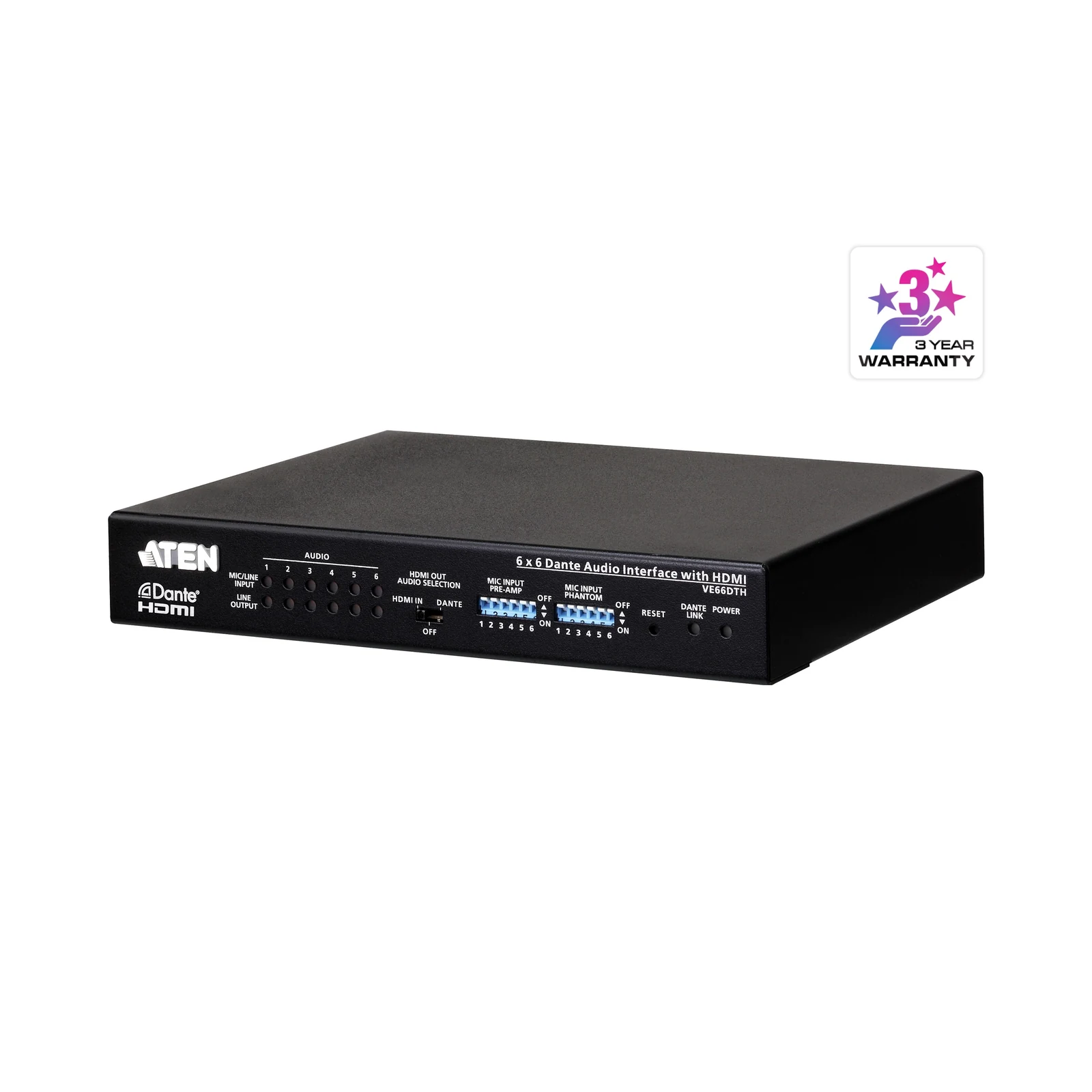 ATEN VE66DTH 6 x 6 Dante Audio Interface with HDMI – TAA