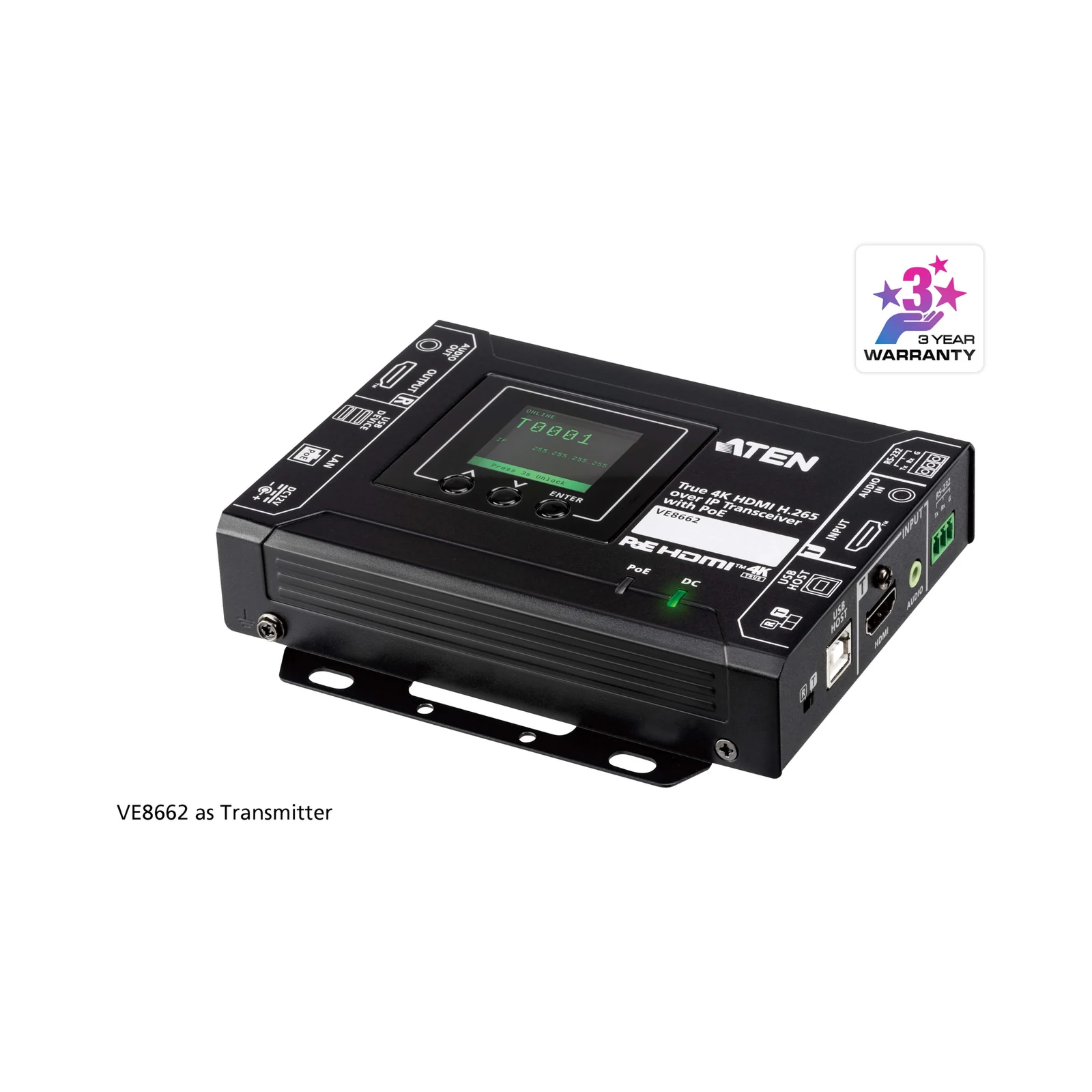 ATEN VE8662 True 4K HDMI H.265 over IP Transceiver with PoE