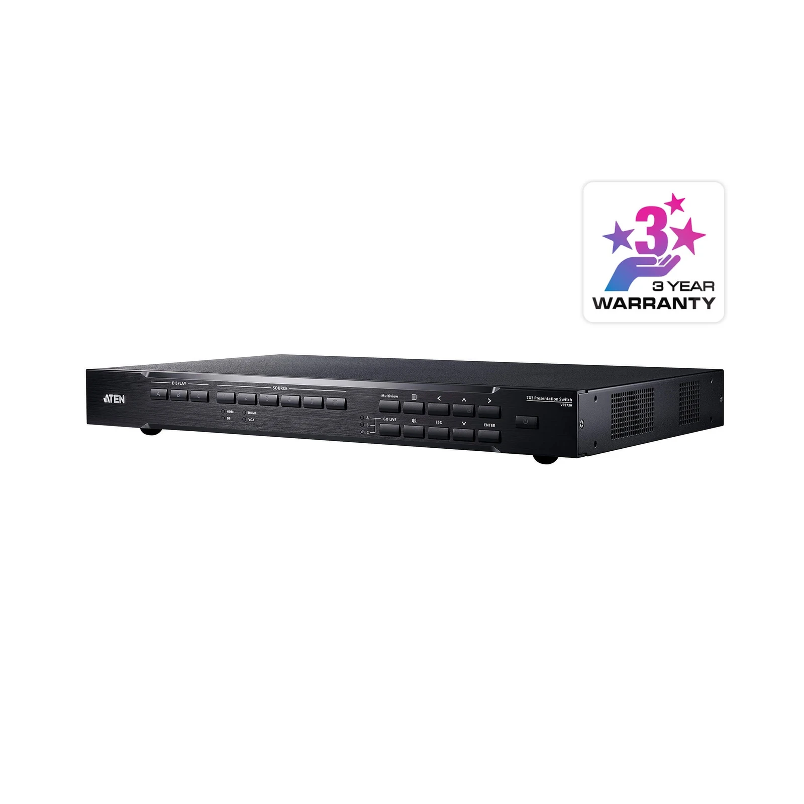 ATEN VP2730 7 x 3 Seamless Presentation Matrix Switch with Scaler, Streaming, Audio Mixer, and HDBaseT