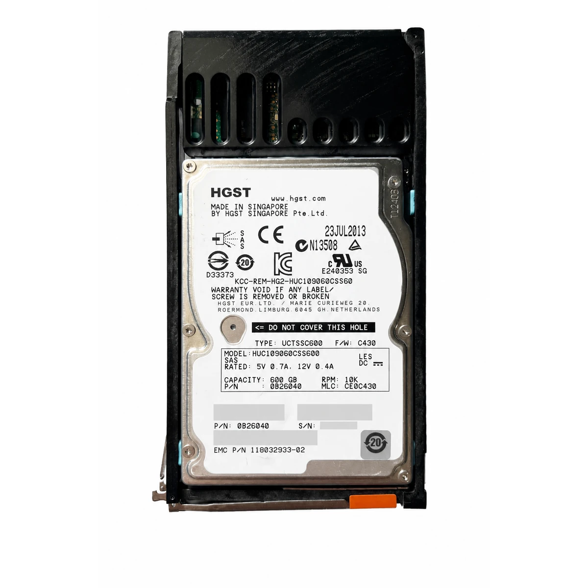 EMC 005050262 600GB 10K SAS 6Gb/s 2.5-inch VMAX HDD with Carrier