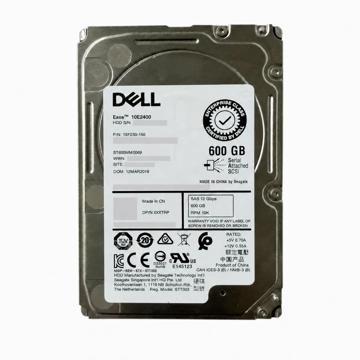 Dell XXTRP 600GB 10K SAS 12Gb/s 2.5-inch Enterprise HDD